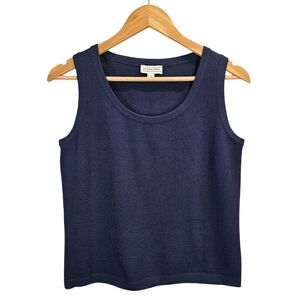St. John Sport Navy Knit Tank Top Sleeveless Shell Quiet Luxury Minimalist USA S